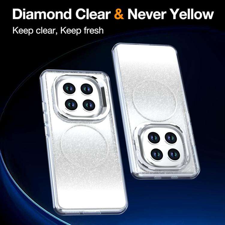 For Redmi Note 15 5G / 4G 164mm Glitter Gradient Magnetic Lens Frame Holder Phone Case(White)