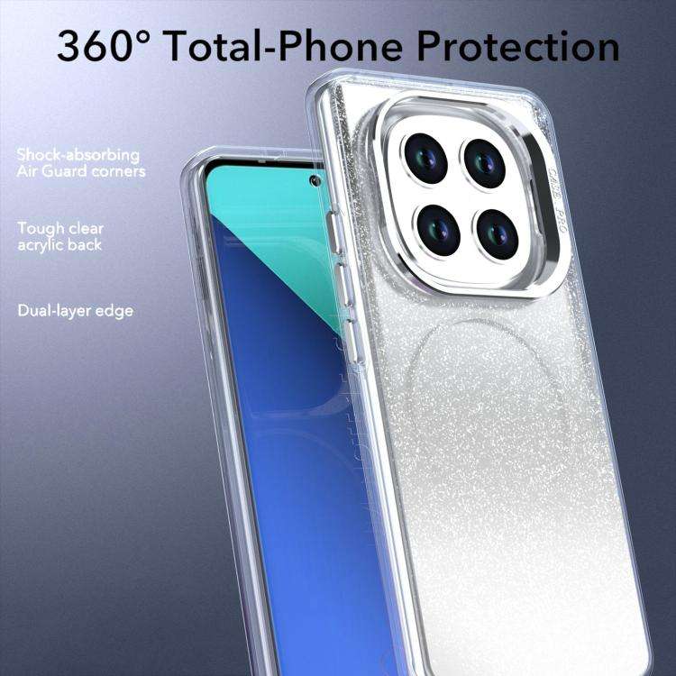 For Redmi Note 15 5G / 4G 164mm Glitter Gradient Magnetic Lens Frame Holder Phone Case(White)