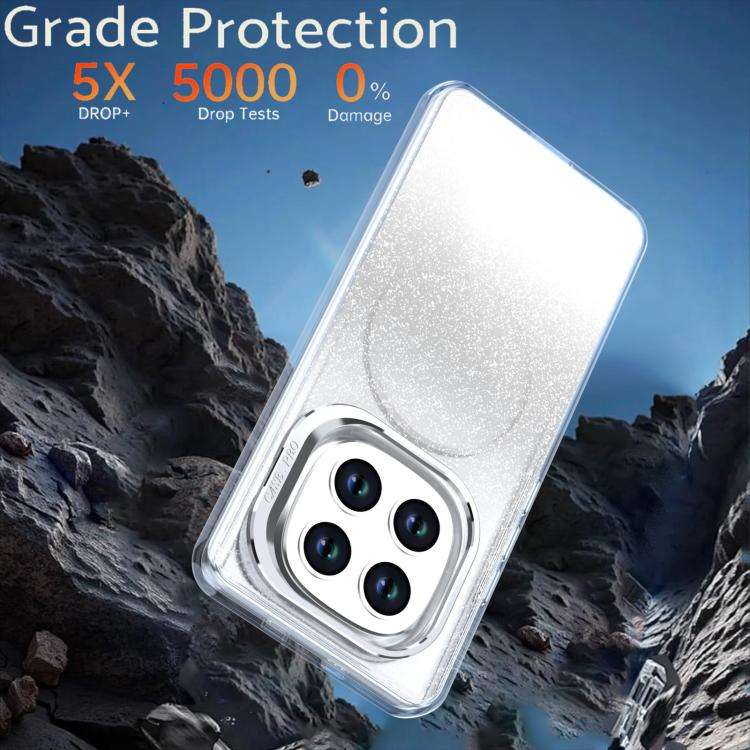 For Redmi Note 15 5G / 4G 164mm Glitter Gradient Magnetic Lens Frame Holder Phone Case(White)