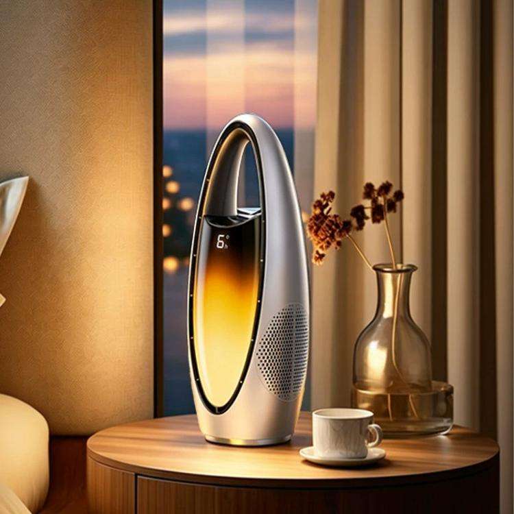 F17 Spray Humidifier Ambient Light Floor Freestanding Bladeless Fan(White)