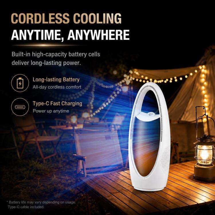 F17 Spray Humidifier Ambient Light Floor Freestanding Bladeless Fan(White)
