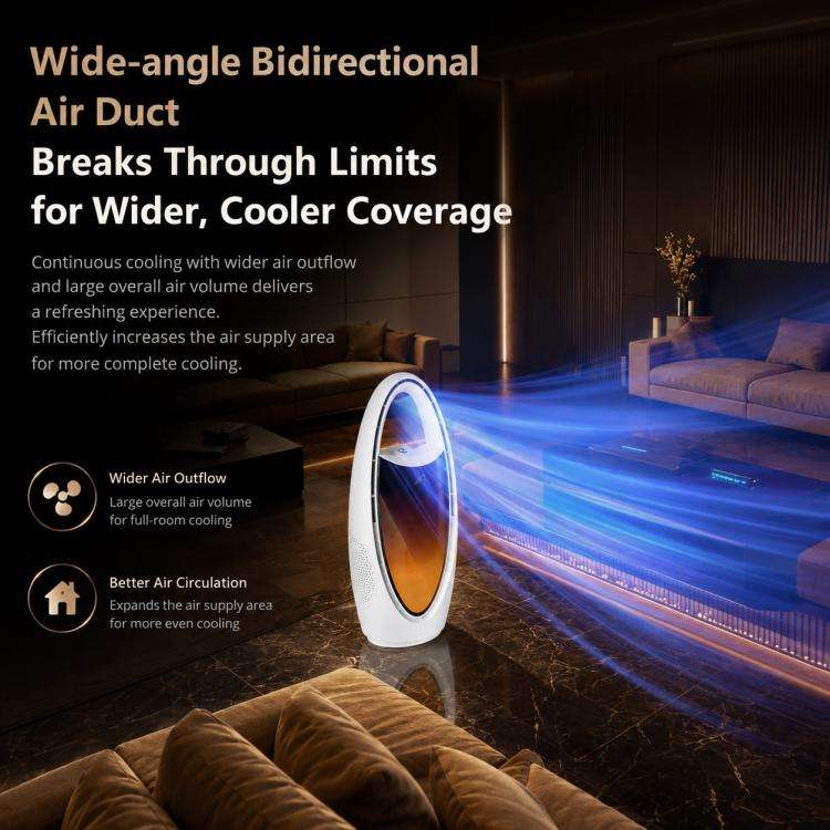 F17 Spray Humidifier Ambient Light Floor Freestanding Bladeless Fan(White)