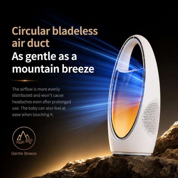 F17 Spray Humidifier Ambient Light Floor Freestanding Bladeless Fan(White)