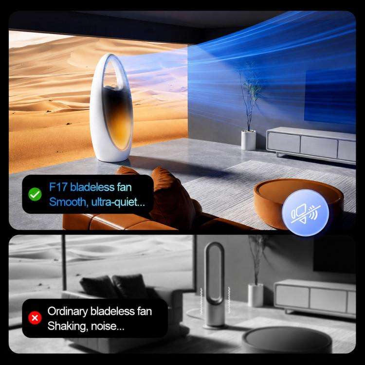 F17 Spray Humidifier Ambient Light Floor Freestanding Bladeless Fan(White)