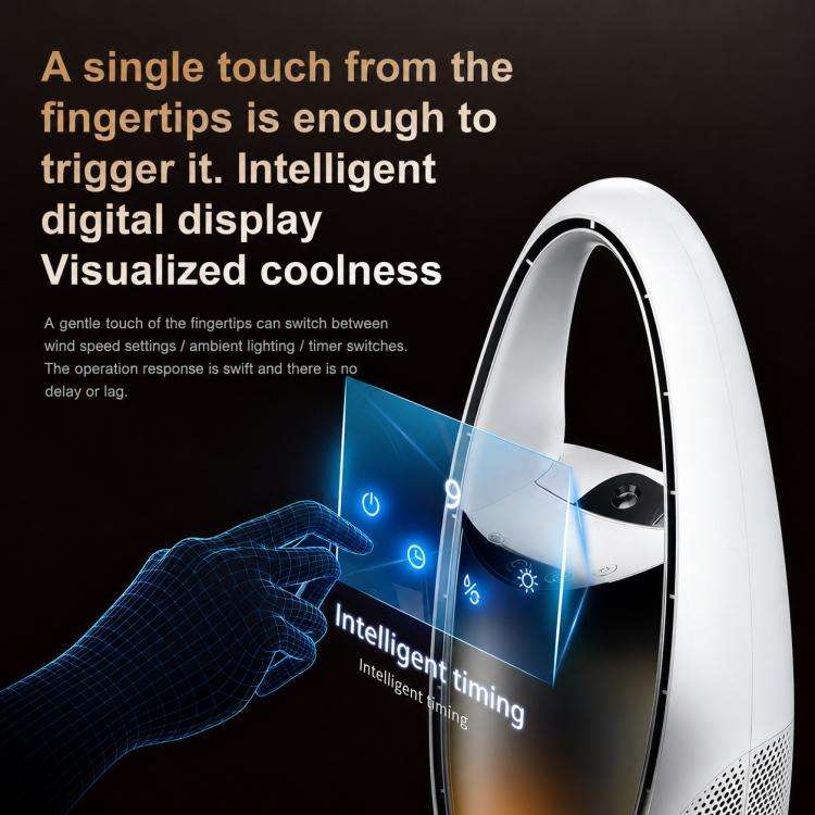 F17 Spray Humidifier Ambient Light Floor Freestanding Bladeless Fan(White)