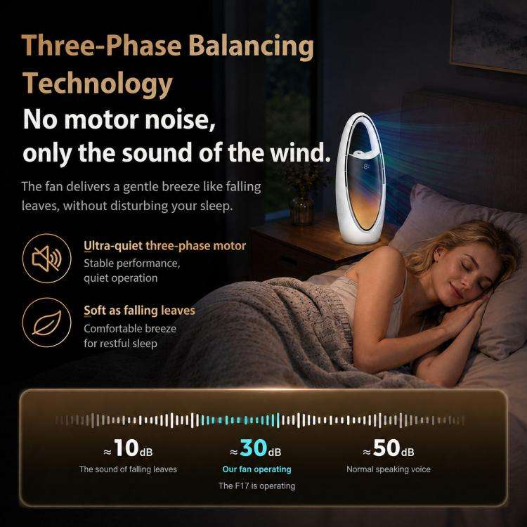F17 Spray Humidifier Ambient Light Floor Freestanding Bladeless Fan(White)
