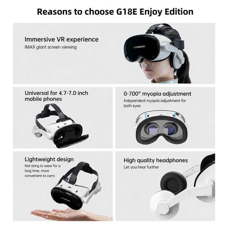VR SHINECON G18E Earphone Edition 3D Virtual VR Glasses for 4.7-7.0 inch Phone, Model:G18E+B01