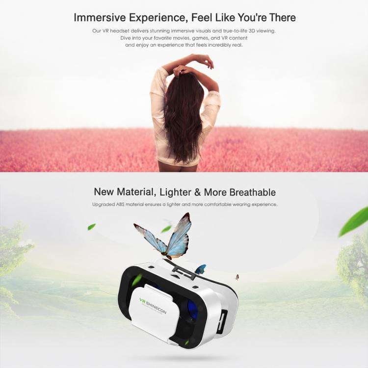 VR SHINECON G05A VR Glasses for 4.7-6.5 inch Phone, Model:G05A+B03
