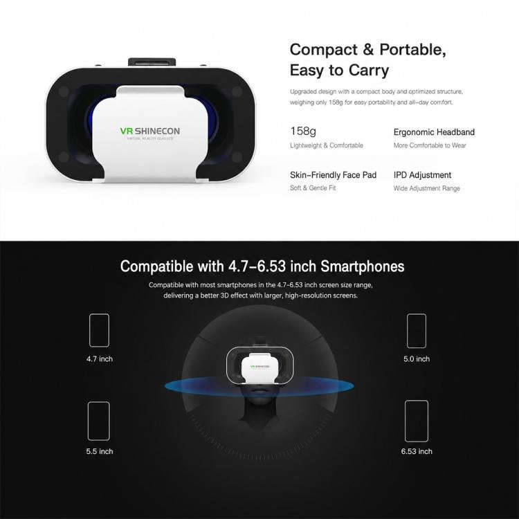 VR SHINECON G05A VR Glasses for 4.7-6.5 inch Phone, Model:G05A Host