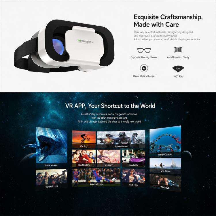 VR SHINECON G05A VR Glasses for 4.7-6.5 inch Phone, Model:G05A Host