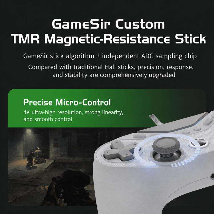 GameSir T3 Pro Tarantula Wired Game Controller for Xbox, PC, Steam and Android(White)