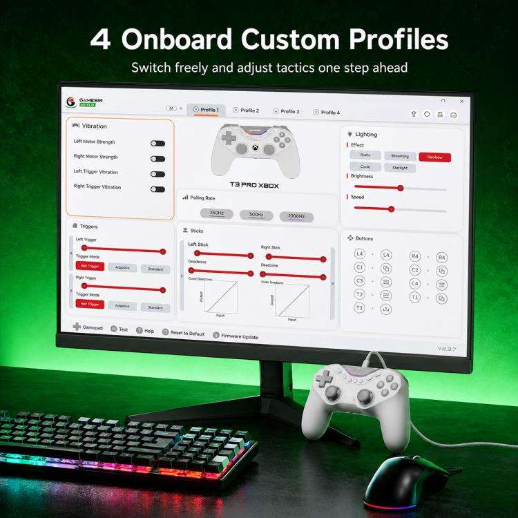 GameSir T3 Pro Tarantula Wired Game Controller for Xbox, PC, Steam and Android(White)