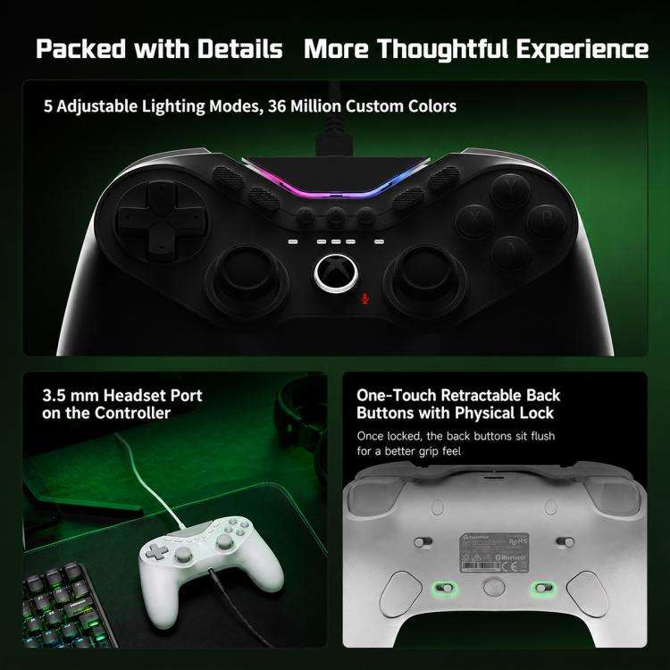 GameSir T3 Pro Tarantula Wired Game Controller for Xbox, PC, Steam and Android(White)