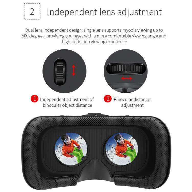 VR SHINECON G04DA Lndependent Lens Adjustment VR Glasses for 5.5-7.2 inch Phone, Model:G04DA+C8S ...