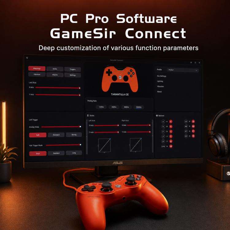GameSir T3 CE Tarantula 8K Wired Game Controller for Switch, PC, Android, Steam(Orange)