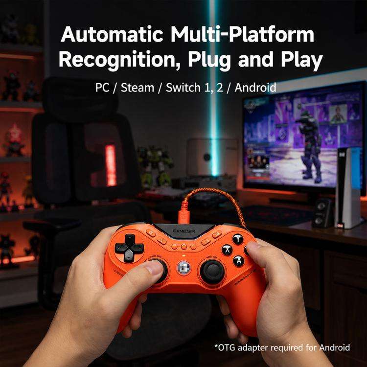 GameSir T3 CE Tarantula 8K Wired Game Controller for Switch, PC, Android, Steam(Orange)