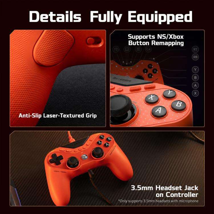 GameSir T3 CE Tarantula 8K Wired Game Controller for Switch, PC, Android, Steam(Orange)