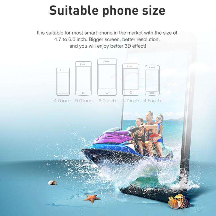 VR SHINECON G04E Earphone Edition 3D Phase Sound VR Glasses for 4.7-6.0 inch Phone, Model:G04E+C8...