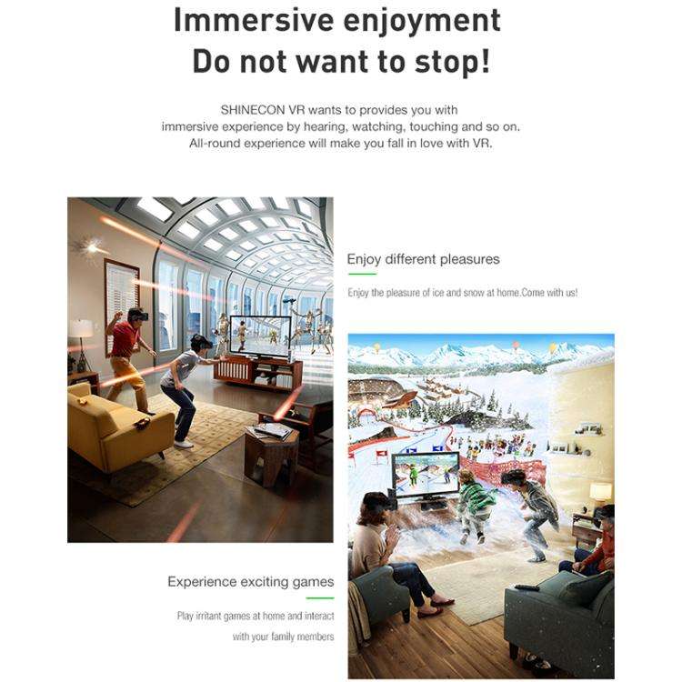 VR SHINECON G04E Earphone Edition 3D Phase Sound VR Glasses for 4.7-6.0 inch Phone, Model:G04E+C8...