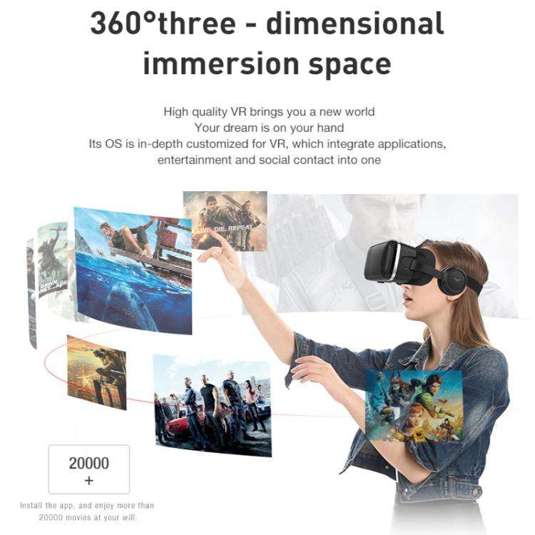 VR SHINECON G04E Earphone Edition 3D Phase Sound VR Glasses for 4.7-6.0 inch Phone, Model:G04E+C8...