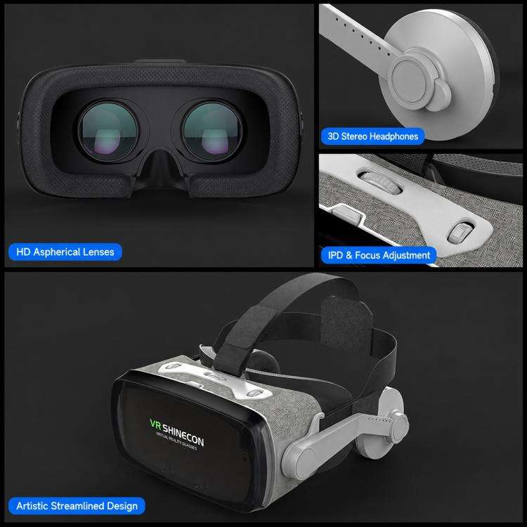 VR SHINECON G07E Earphone Edition VR Glasses for 4.7-6.1 inch Phone, Model:G07E+B03