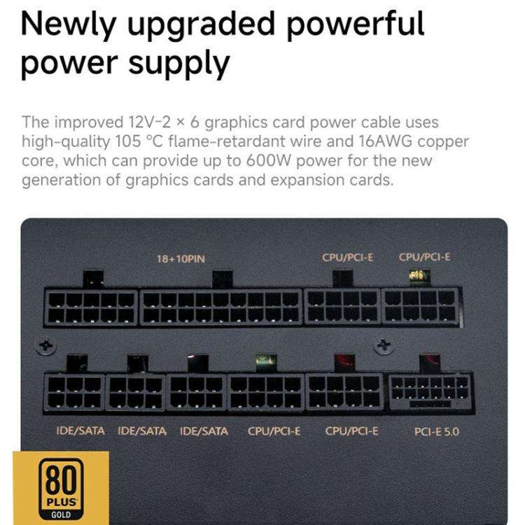 Jungle Leopard GPM1000 80 Plus Gold 1000W Fully Modular ATX 3.1 Desktop PC Power Supply, EU Plug(...