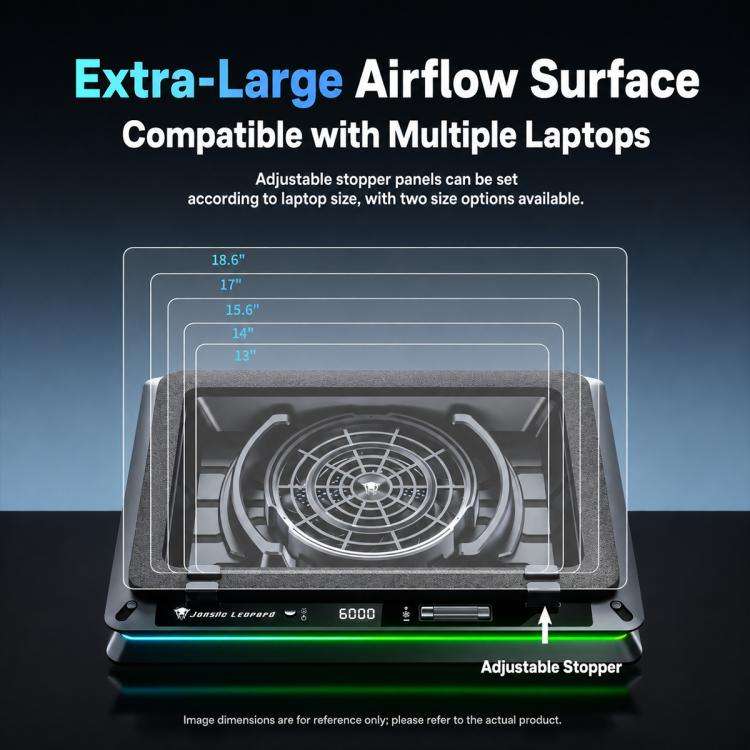 Jungle Leopard D16 Quiet Turbo Fans Real Time Digital Display RGB Laptop Cooling Pad(Black)