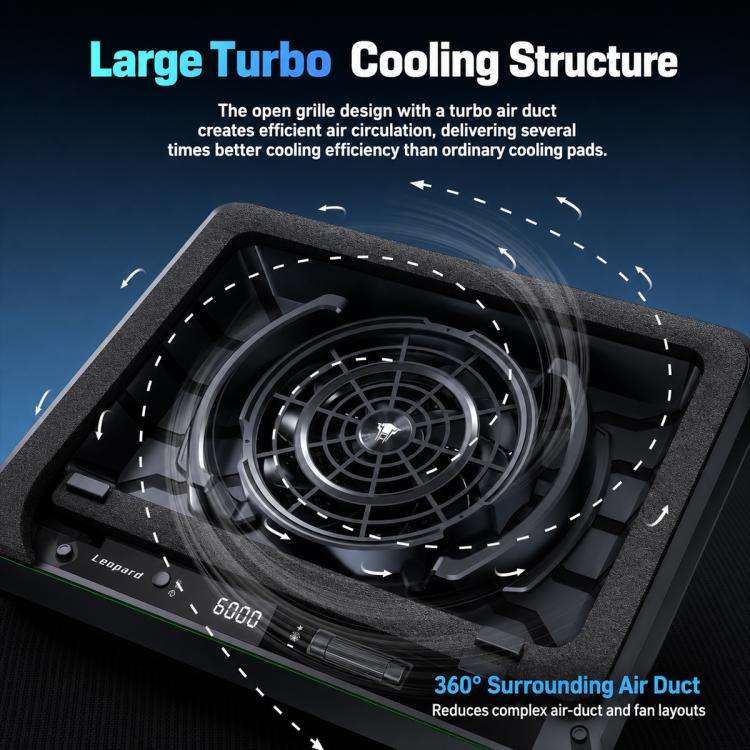Jungle Leopard D16 Quiet Turbo Fans Real Time Digital Display RGB Laptop Cooling Pad(Black)