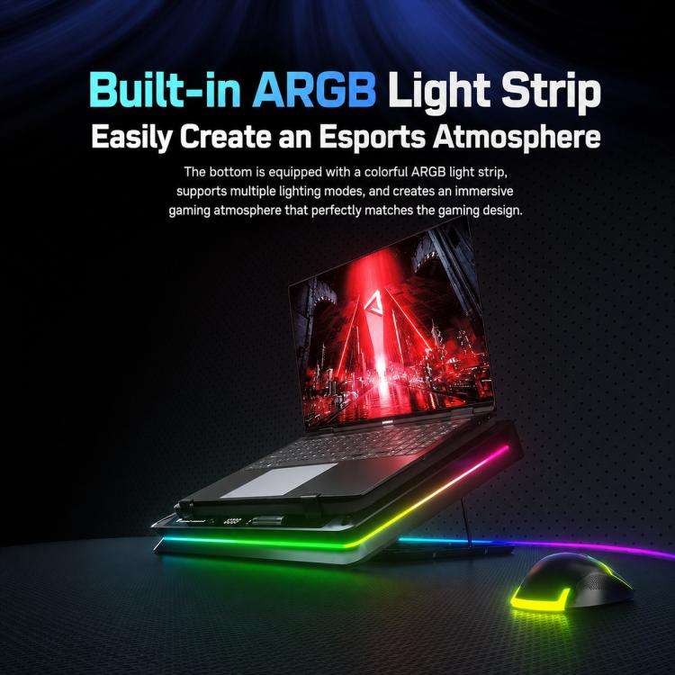 Jungle Leopard D16 Quiet Turbo Fans Real Time Digital Display RGB Laptop Cooling Pad(Black)