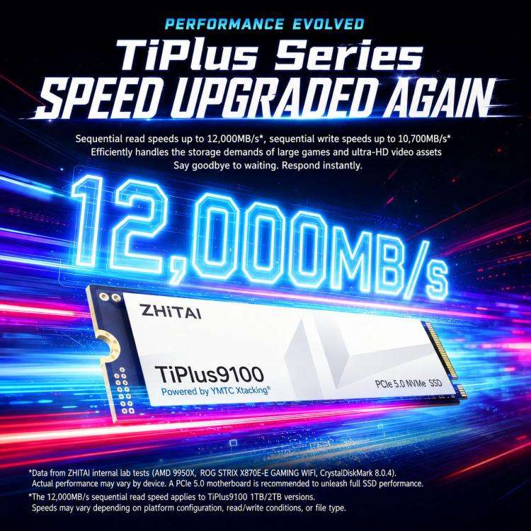 ZHITAI TiPlus9100 PCIe 5.0 NVMe M.2 SSD Internal Solid State Drive for Desktop PC and Laptop, Cap...
