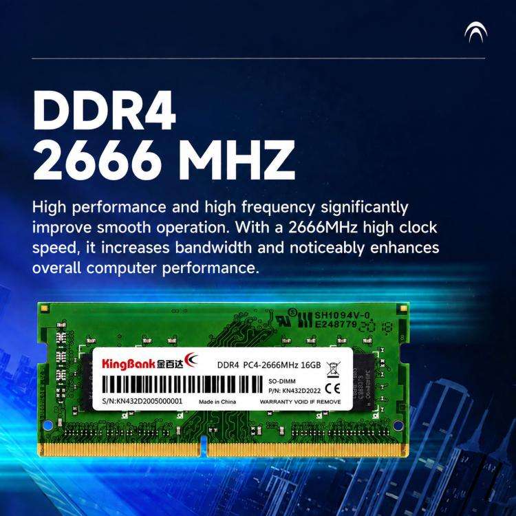 KINGBANK DDR4 Desktop RAM, Capacity:16G 2666MHz