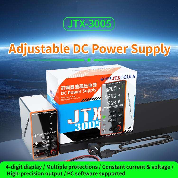 JTX-3005 Multiple Protections 4-Digit Display Adjustable DC Power Supply, Plug:EU Plug