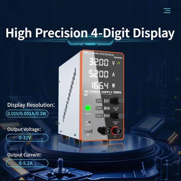 JTX-3005 Multiple Protections 4-Digit Display Adjustable DC Power Supply, Plug:EU Plug