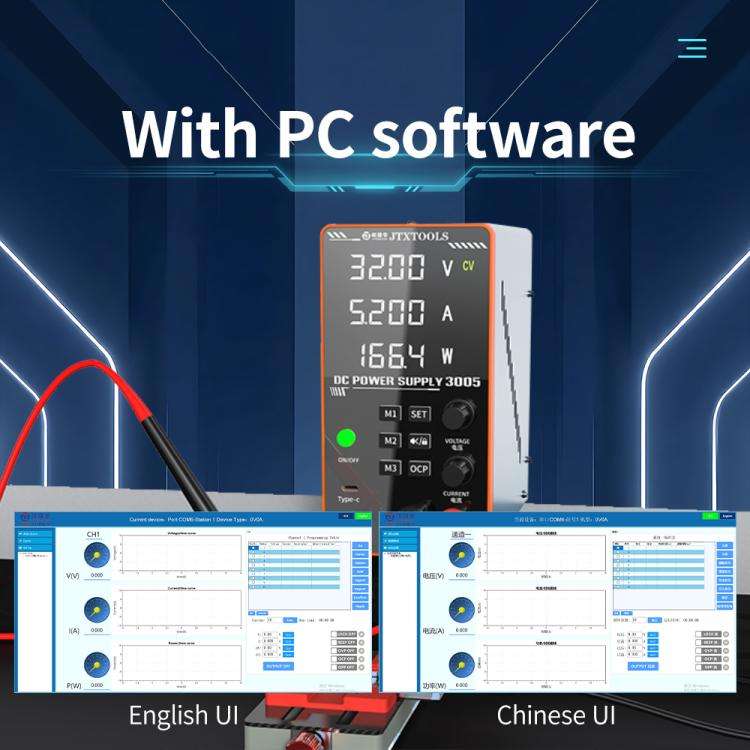 JTX-3005 Multiple Protections 4-Digit Display Adjustable DC Power Supply, Plug:EU Plug