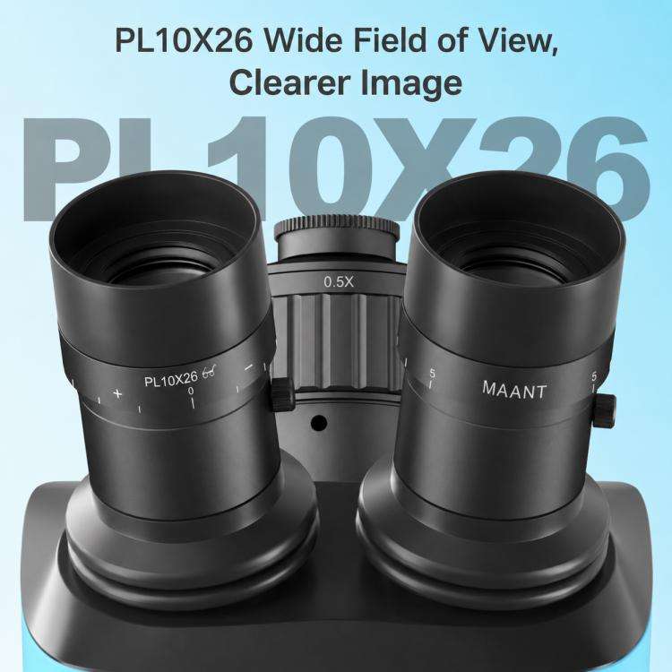 MaAnt S71 6.5-52X Synchronous Zoom Trinocular Stereo Microscope(Blue)