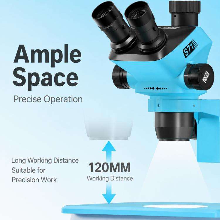 MaAnt S71 6.5-52X Synchronous Zoom Trinocular Stereo Microscope(Black)
