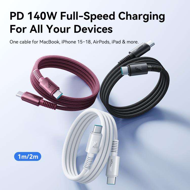 JOYROOM AC40 140W Type-C to Type-C Fast Charging Data Cable, Length: 1m(Black)