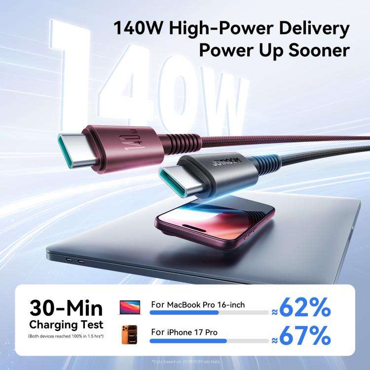 JOYROOM AC40 140W Type-C to Type-C Fast Charging Data Cable, Length: 1m(Black)