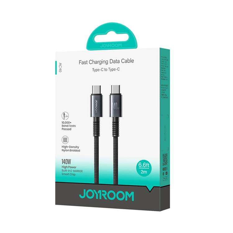JOYROOM AC40 140W Type-C to Type-C Fast Charging Data Cable, Length: 2m(Black)