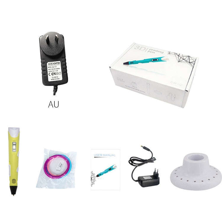 Hand-held 3D Printing Pen, AU Plug (Yellow)
