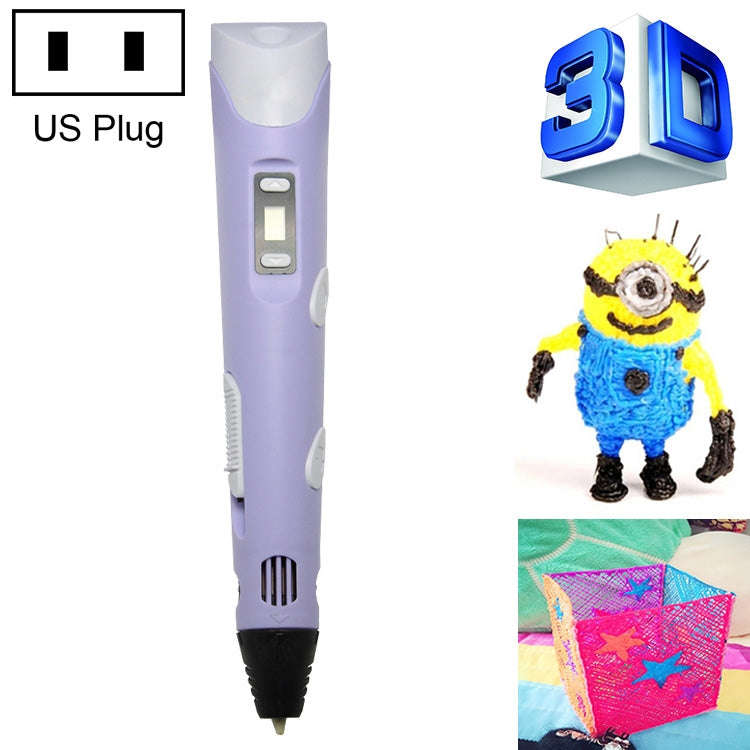 Hand-held 3D Printing Pen, US Plug(Purple)