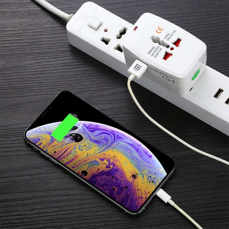 110-250V Multi-function Travel Universal Converter with Dual USB Interfaces, EU / UK / US / AU Pl...