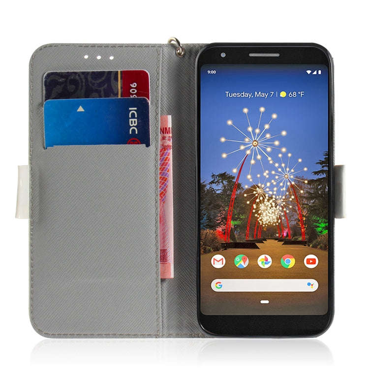 3D Painting Pug Pattern Coloured Drawing Horizontal Flip Leather Case for Google Pixel 3a XL, wit...