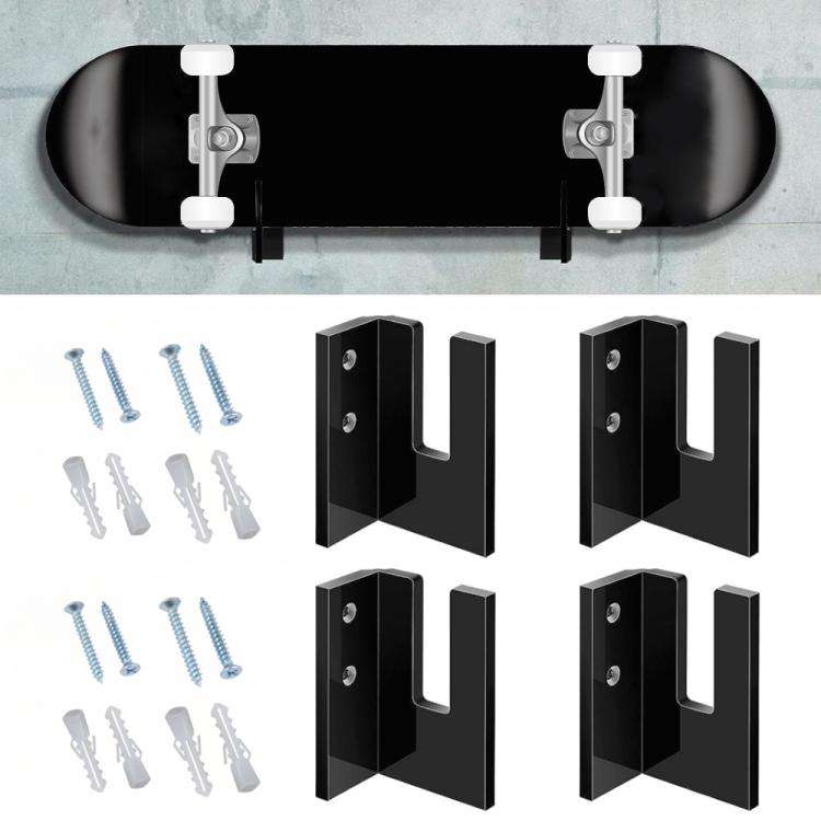 2 Pair YX028-2 Skateboard Wall-Mounted Display Holder (Black)