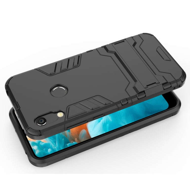 Shockproof PC + TPU Case for Huawei Y6 (2019), with Holder (Navy Blue)