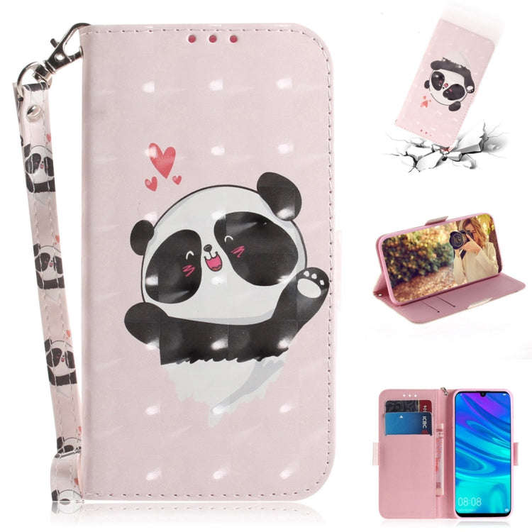 3D Colored Drawing Heart Panda Pattern Horizontal Flip Leather Case for Huawei P Smart+ 2019 / En...