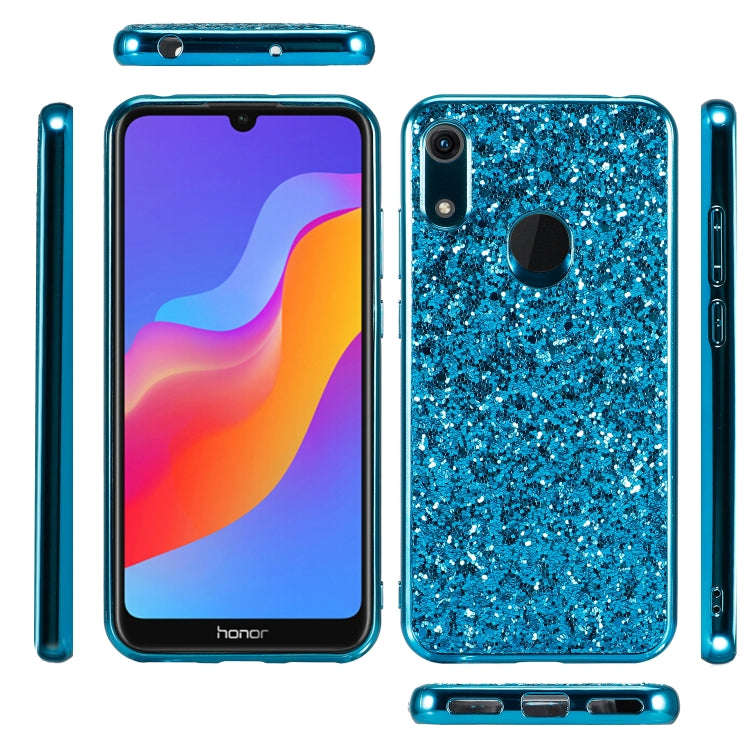 Glittery Powder Shockproof TPU Case for Huawei Honor Play 8A(Blue)