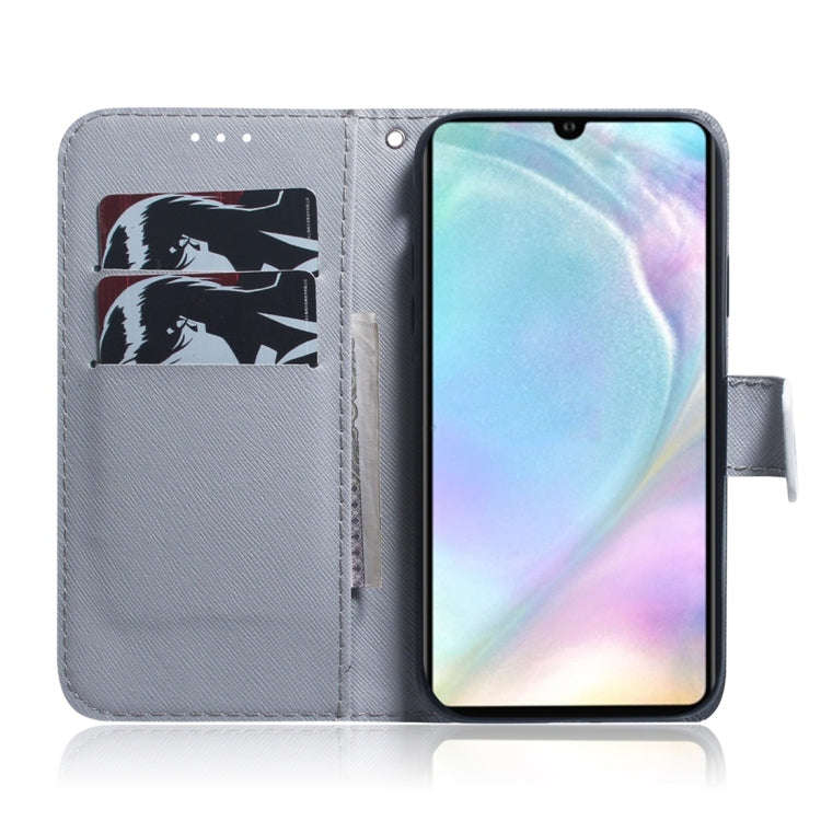 Oil Painting Owl Pattern Coloured Drawing Horizontal Flip Leather Case for Huawei P30, with Holde...