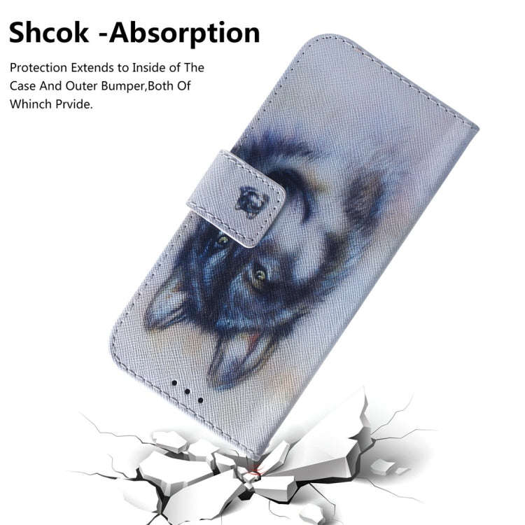 White Wolf Pattern Coloured Drawing Horizontal Flip Leather Case for Huawei P30 Pro, with Holder ...