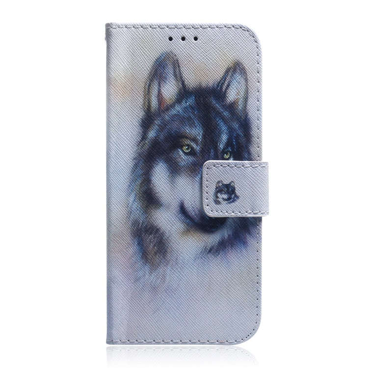 White Wolf Pattern Coloured Drawing Horizontal Flip Leather Case for Huawei Y6 (2019), with Holde...